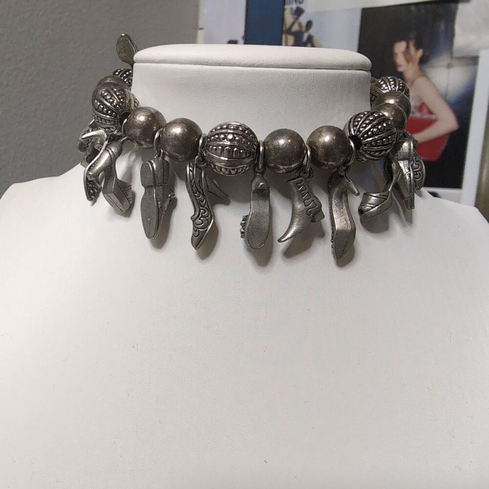 Silver-Tone Charm Bracelet with Shoes Pendants